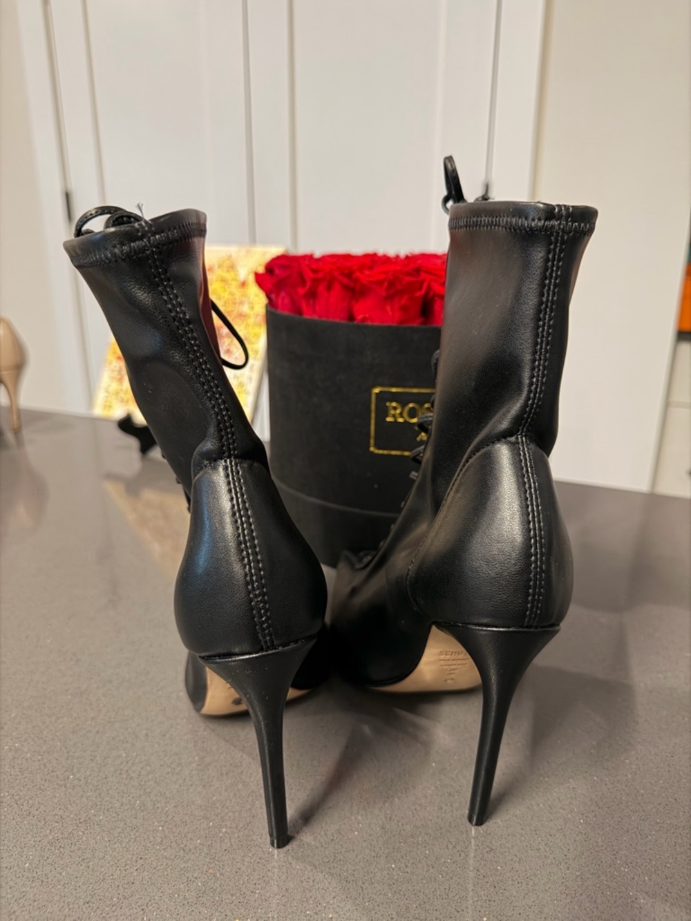 Schutz TENNIE Bootie Lace Up Stiletto Ankle Boot Black Size 7.5 Victorian Chic - Picture 6 of 15